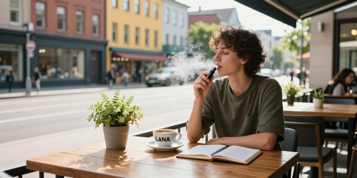 sg vape delivery with premium quality vapes in a relaxed urban cafe setting promoting natural wellness.