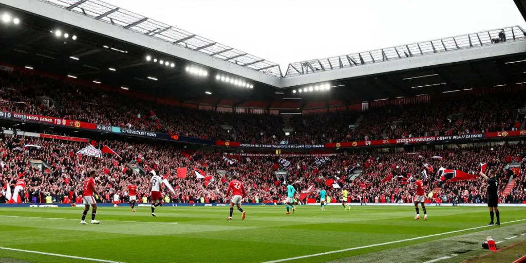 Manchester United vs Liverpool football match captured with fans cheering and players in action.