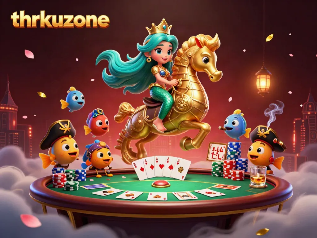 Experience thrilling gaming with thrkuzone in a vibrant underwater casino scene.