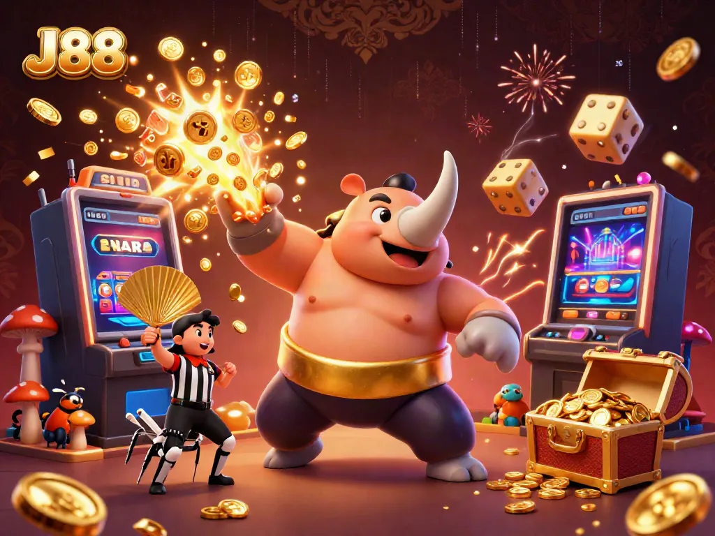 Unleash thrilling gameplay with j88 in this dynamic casino scene of exciting jackpots.