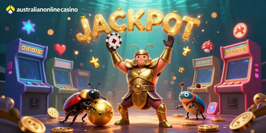 Experience engaging play at australianonlinecasino with vibrant scenes of victory and gaming energy.