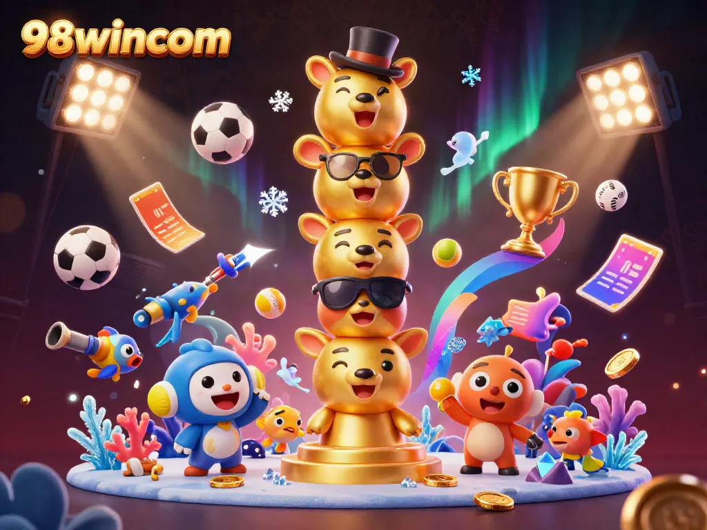Engage with the excitement of 98wincom's fish shooting and sports betting in this vibrant scene.