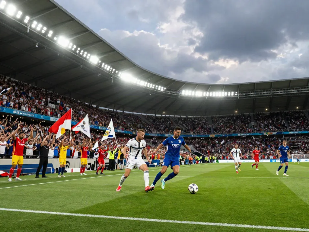 Exciting scene of a soccer match in a vibrant stadium showcasing TOP10สนาม.