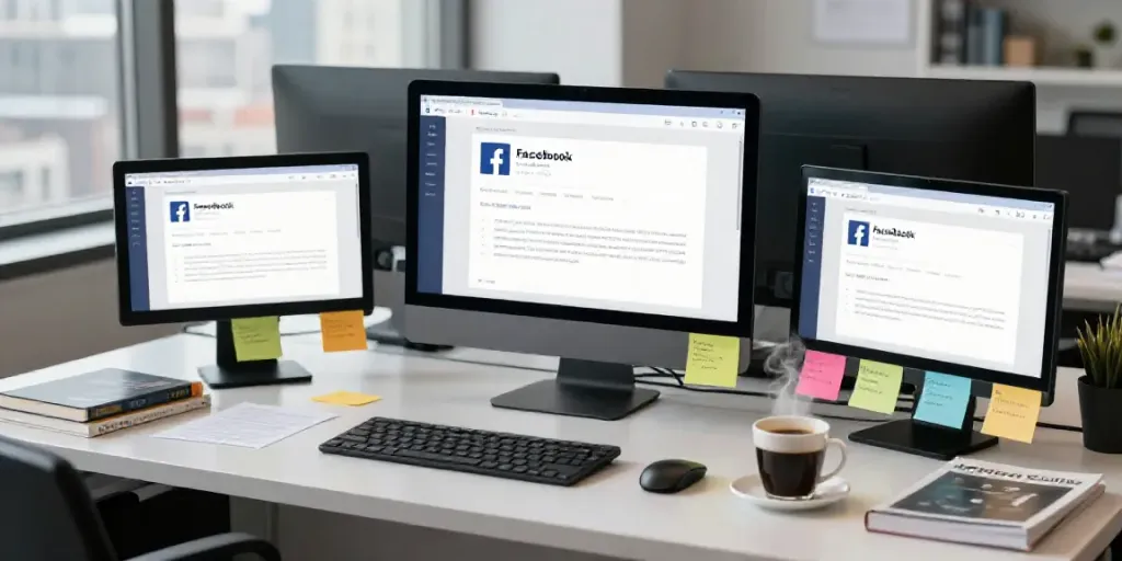 Exploring how to write Facebook ad copy with AI in a professional workspace featuring AI tools and creative materials.