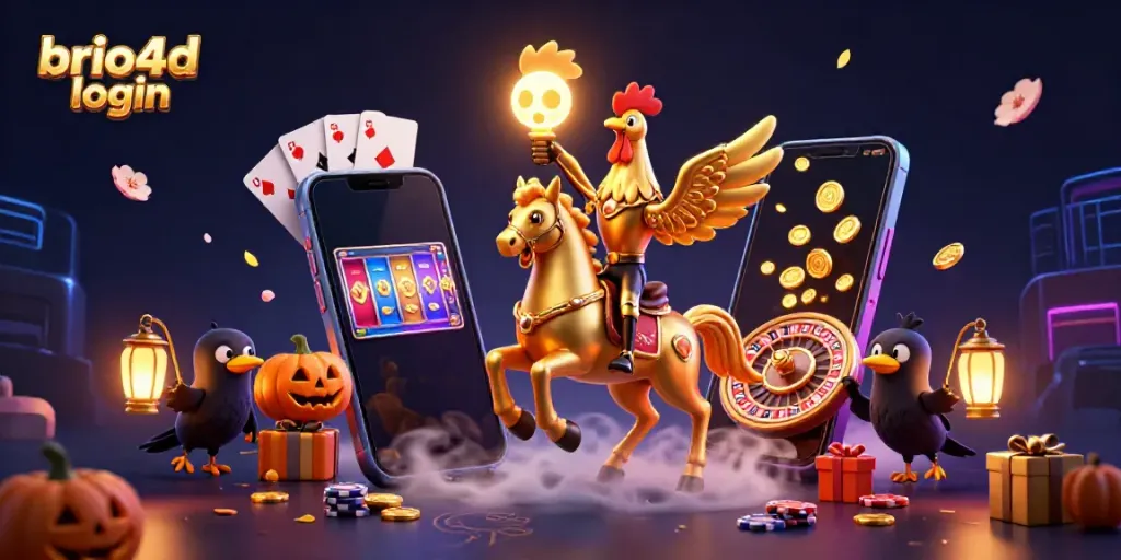 Experience the thrill of winning with brio4d login at a vibrant midnight casino, filled with lively characters.