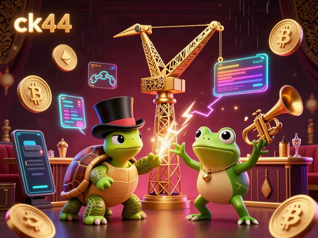 Play games on ck44, featuring vibrant characters and cryptocurrency elements in a dynamic casino setting.
